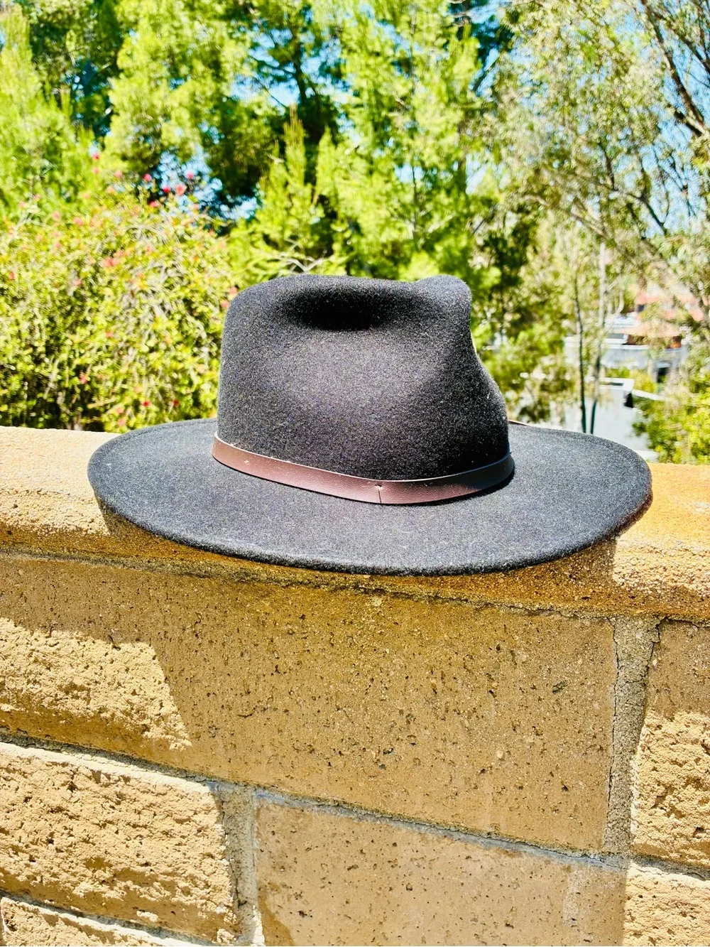 100% wool black fedora medium